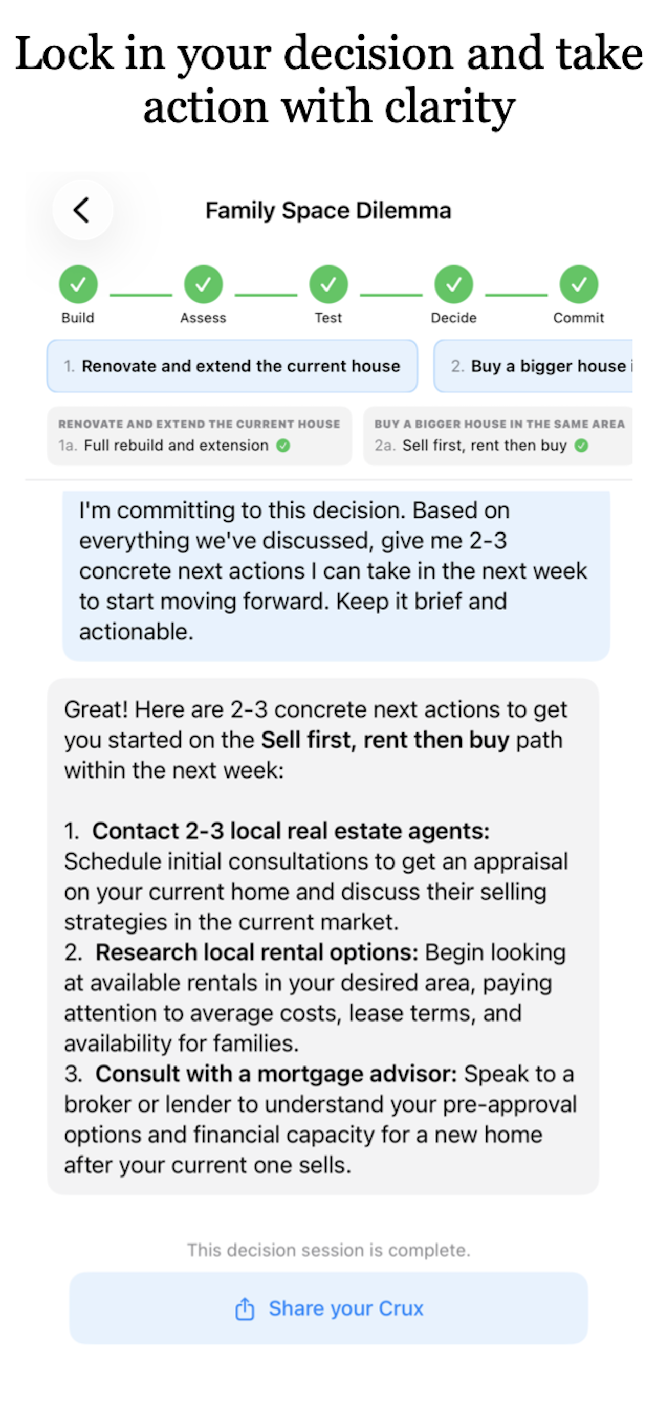 Commit stage — owning your decision with clear reasoning
